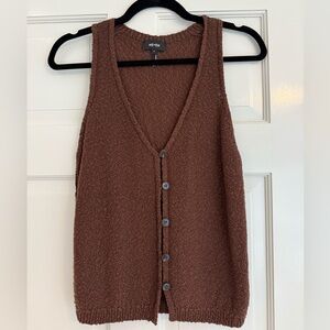ME+EM Cotton Bouclé Button Detail Sweater Vest